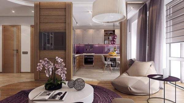 Μικρό διαμέρισμα με τολμηρό χρωματικό σχέδιο .