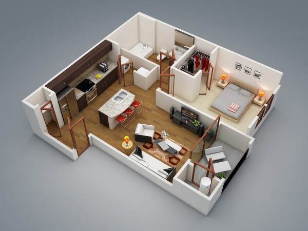 50 Όμορφες ιδέες για τη διακόσμηση μικρού σπιτιού με 1 δωμάτιο
